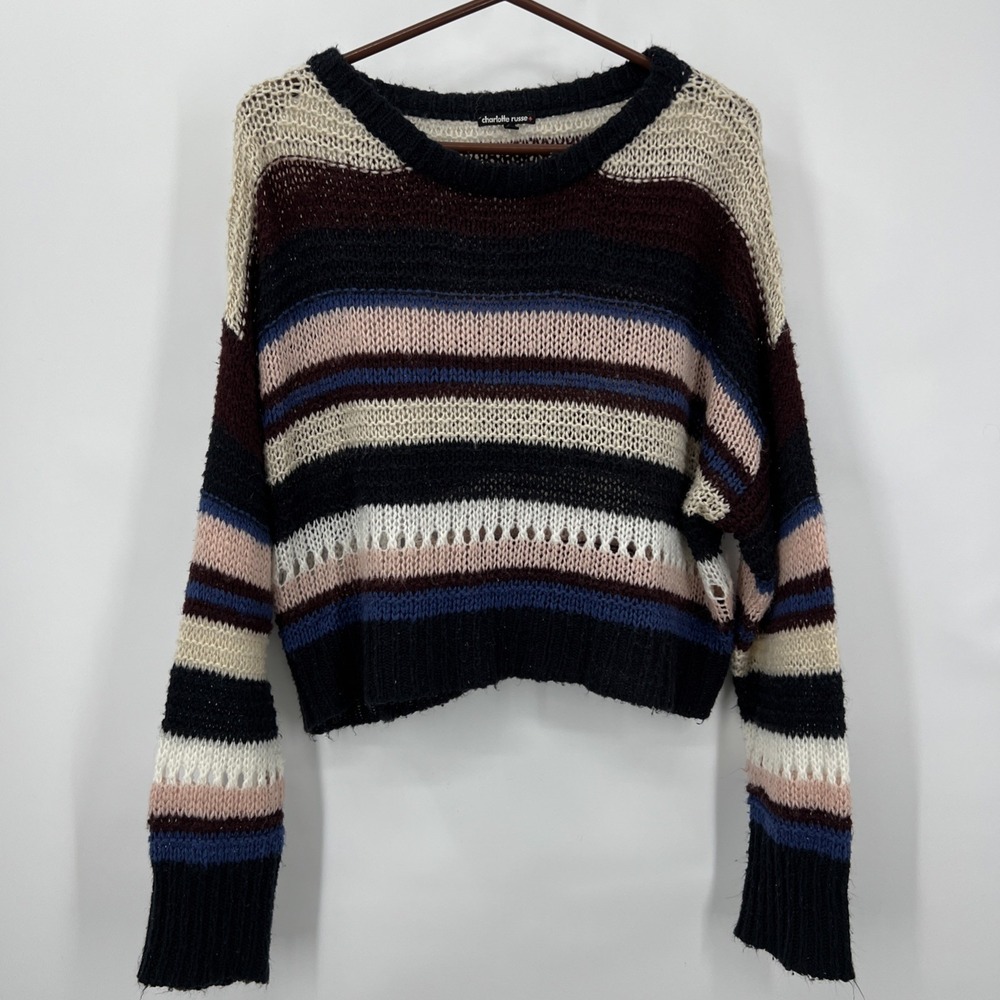 Chunky Knit Size 1X Cropped Oversized Sweater Twee Artsy Soft Cozy